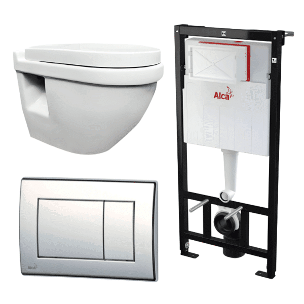 Kit Tanque Oculto A101, Taza Suspendida WC010 y Pulsador M271 Tecnobath-Alcaplast PWCS9-SADRO