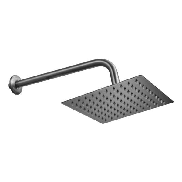 Regadera de Plato Cuadrada 8" con Brazo y Chapetón Grafito Dica 4518C.3