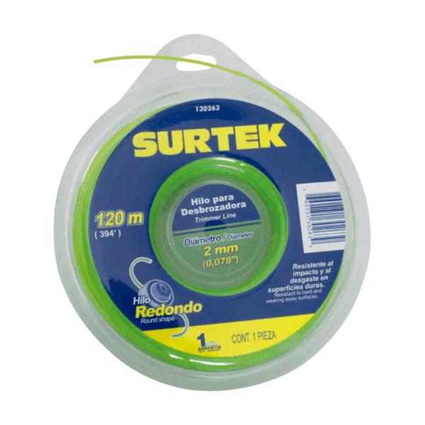 Hilo Redondo para Desbrozadora Verde 2mm x 120m Surtek 130263