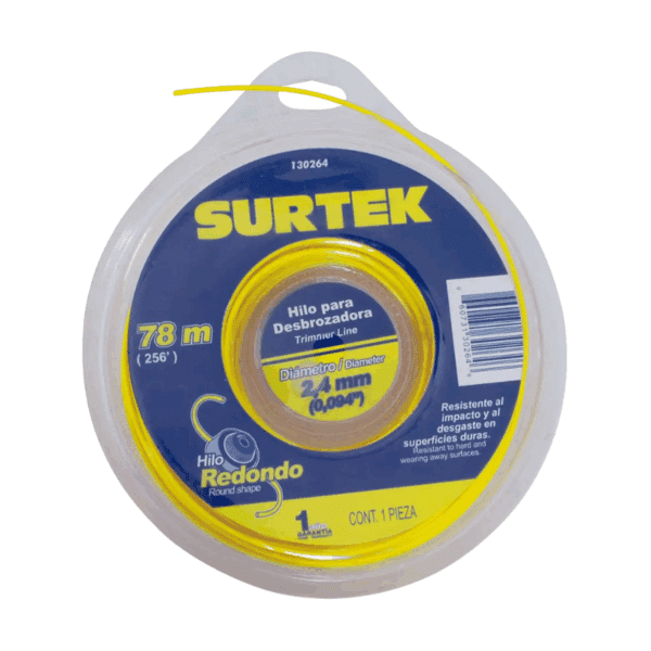 Hilo Redondo para Desbrozadora Amarillo 2.4mm x 78m Surtek 130264