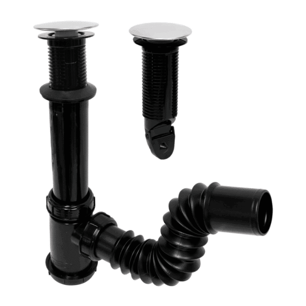 Céspol Flexible para Lavabo con Sistema Push Negro Fleximatic 2218NA