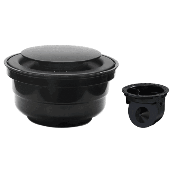 Coladera Universal con Push Redonda Minimalista Rejilla Acero Inoxidable Negro Fleximatic 2249N