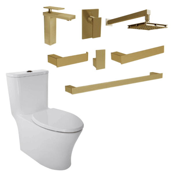 Paquete Duna Rivoli Monomando + Regadera + Accesorios y WC One Piece Helvex DUNA-RIVOLI P