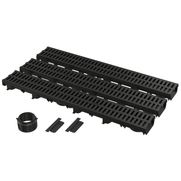 Drenaje Tipo Canal con Rejilla de Polipropileno para Garage 3 Piezas de 1 Metro Alcaplast AVZ112-G501