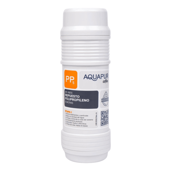 Repuesto Polipropileno 5 micras para Purificador de Agua Avanzado PRO Aquapur WF-R670