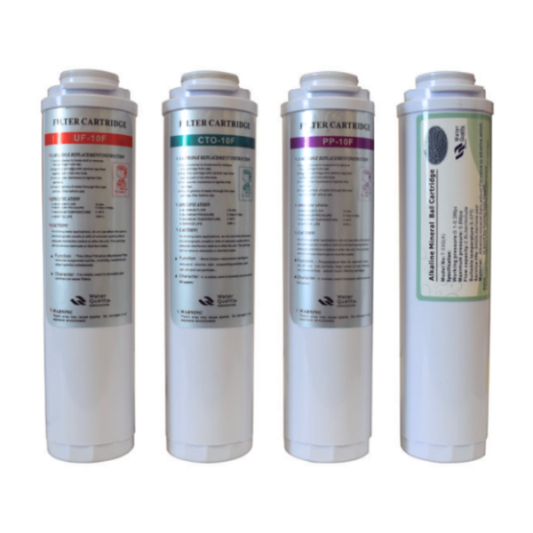 Kit Cartuchos de Repuesto para Purificador y Alcalinizador de Agua Sobre Cubierta 4 Etapas Aquex